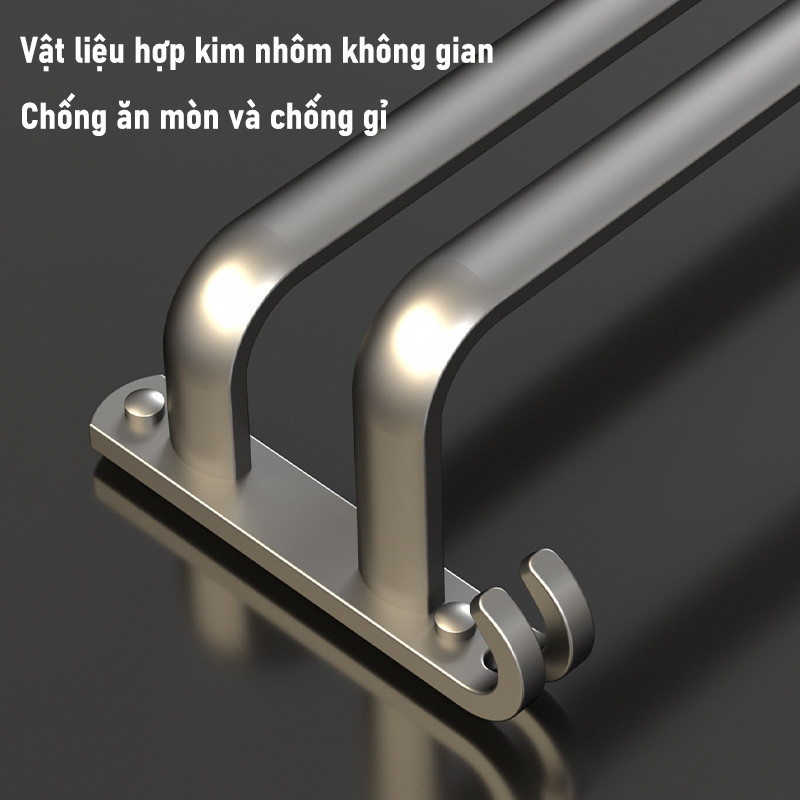 Thanh Treo Khăn Nhà Tắm Bằng Nhôm Hàng Không Cao Cấp – Màu Xám, Lắp Đặt Không Cần Khoan, Chắc Chắn & Tiện Lợi