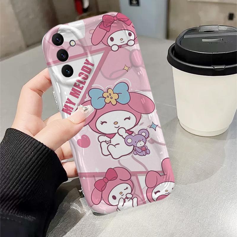 Ốp Cho Samsung A04S A05S A13 5G A14 A15 A16 A17 A25 A35 A55 A56 Phụ Kiện Silicon Hoạt Hình Kem 3D TPU Mềm Sanrio My Melody Vỏ Điện Thoại Chống Sốc