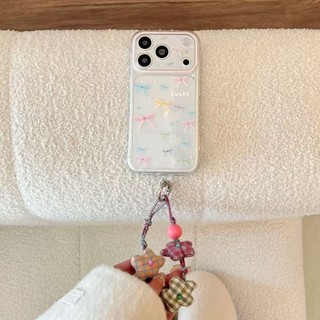 Ins Color Bow Thích hợp cho iPhone17PROMAX Side Love Phone Case 16Pro / 15 Trong suốt 14