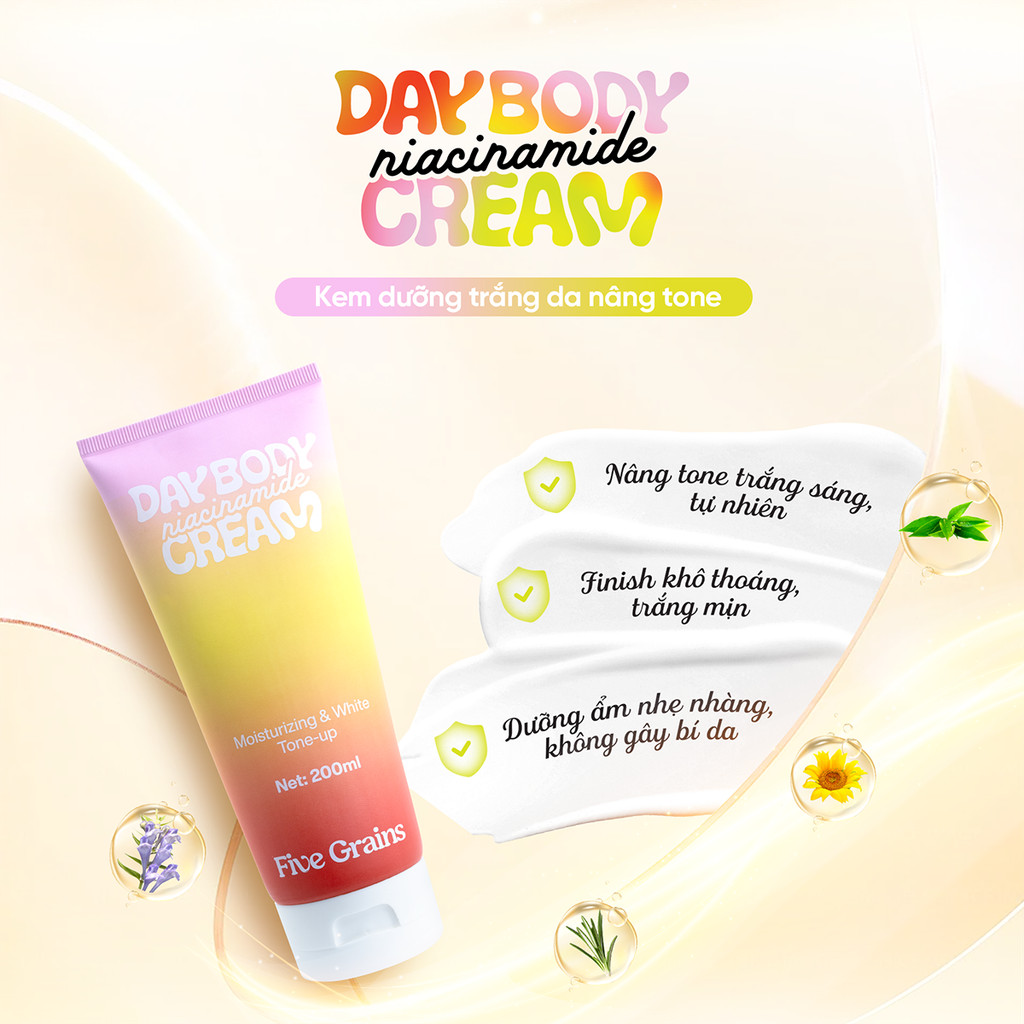 Kem Nâng Tone Body Five Grains - Sữa Tắm Niacinamide - Dưỡng Thể Ban Đêm
