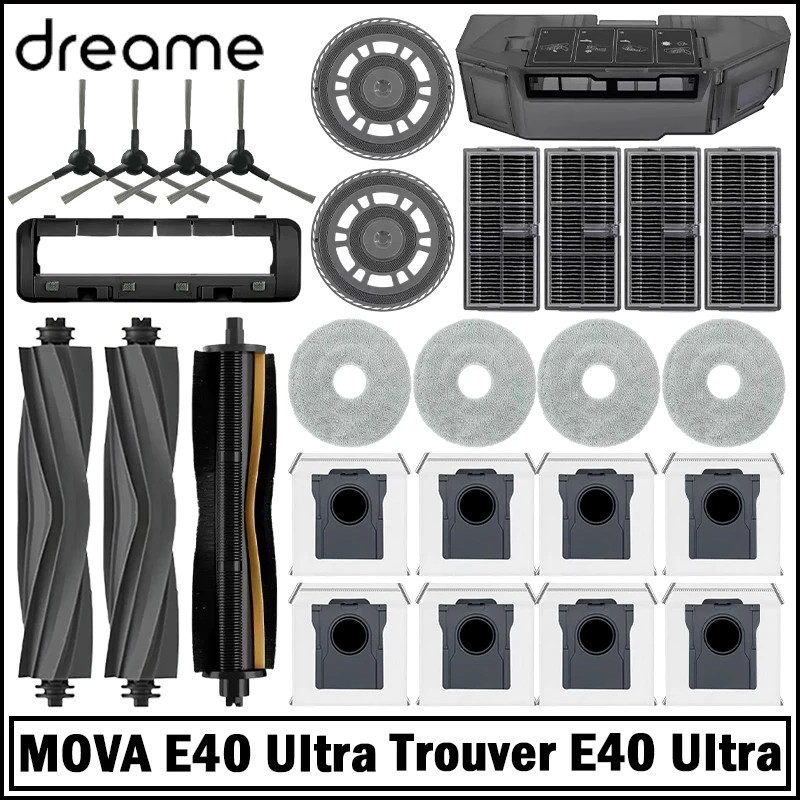 Dành Cho MOVA E40 UItra / Trouver E40 UItra Robot Hút Chân Không Phụ Kiện Chính Bên Bàn Chải Lau Vải HEPA Lọc Túi Bụi Phụ Kiện