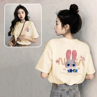Crazy Zoo Judy Rabbit Áo Thun Tay Ngắn Hoạt Hình, Phong Cách Mới