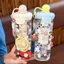 Bình đựng nước Xcup trong suốt Kèm Ống Hút Silicone Và Quai Xách bình nhựa Lucky 600ml có lõi lọc trà
