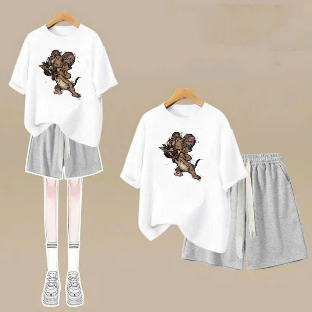 sét bộ quần đùi cộc dây to trơn+mix áo phông form rộng in hình c h u ộ y jelyy-SHOP THỜI TRANG THU BIO
