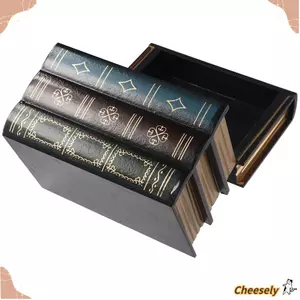 Hộp lưu trữ CHEESELY, Chìa khóa ẩn gỗ nhiều màu, Hộp thuốc hình sách bằng pin giả trong nhà