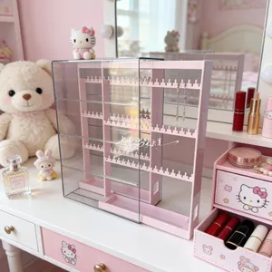 Chìa Khóa Trang Sức Hộp Bảo Quản Bông Tai Bông Tai Hiển Thị Đứng Vòng Cổ Bông Tai Móc Treo Dung Tích Lớn Chống Bụi Hộp Trang Sức 0414