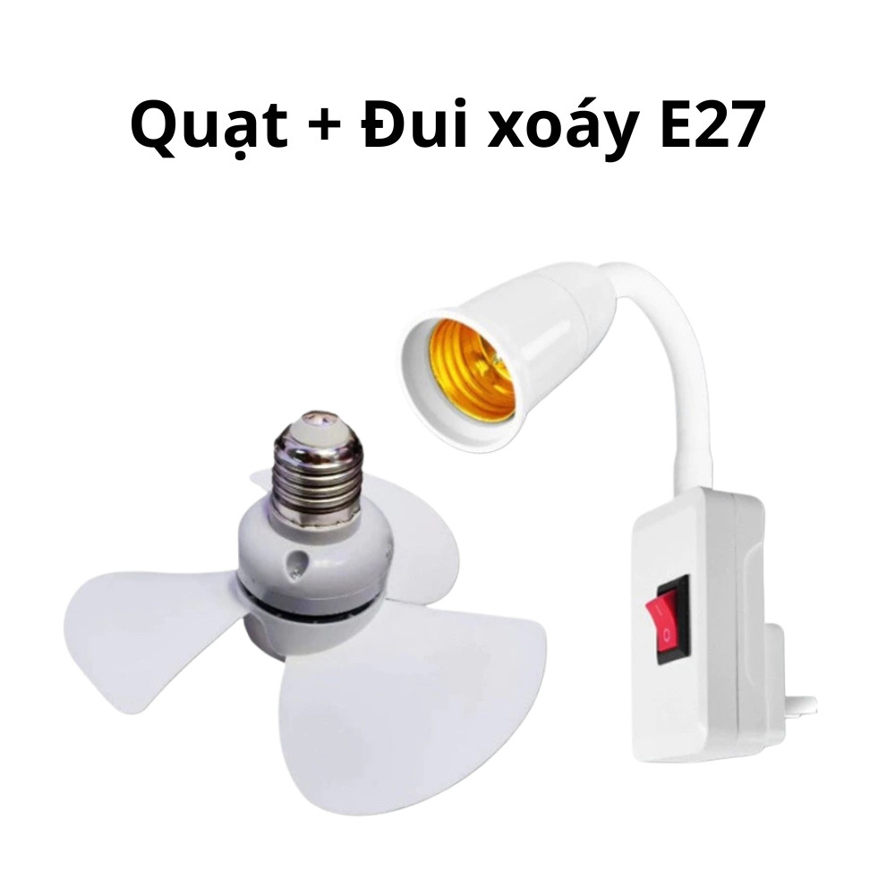 Quạt Mini Gắn Đui Đèn E27 Tiện Lợi Xoay 360 Độ, Quạt Treo Tường Nhà Bếp Nhà Tắm, Quạt Cắm Điện Để Bàn bảo hành 2 năm