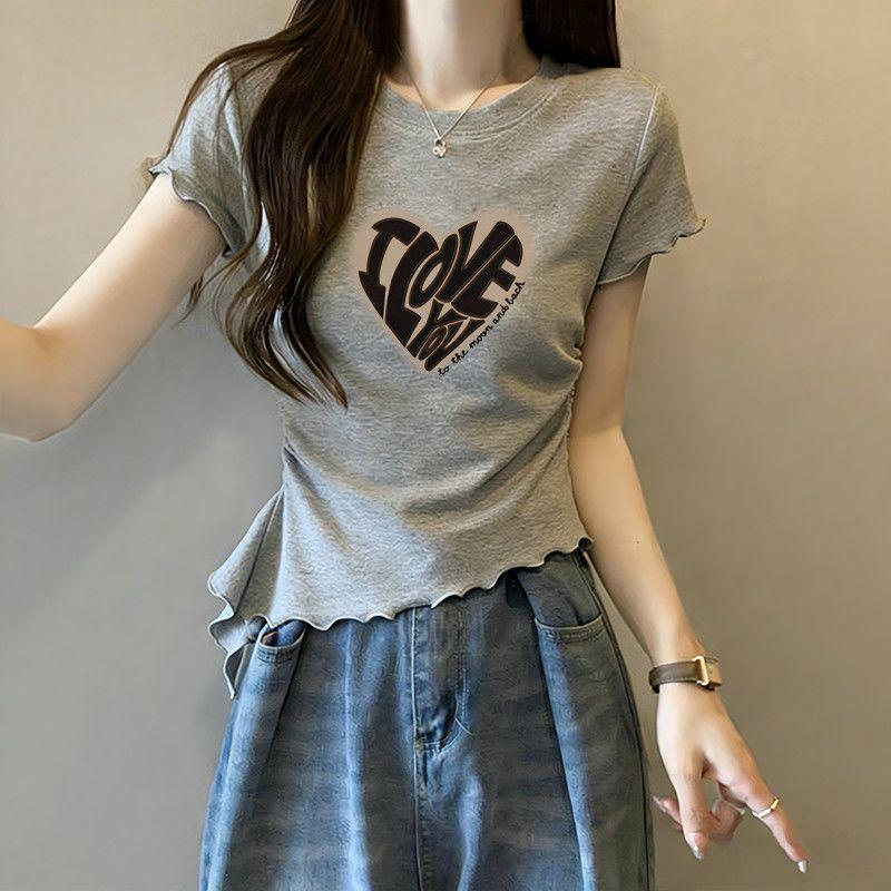 Áo thun ngắn tay nữ style Hàn Quốc, thiết kế độc đáo, form slim-fit