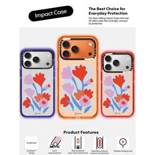 CASECASE X Thẻ Hoa Cam / Đỏ / Perri Bộ Sưu Tập Kẹo Tím Màu Trong Suốt Cứng Từ Tính Hút Tác Động Dành Cho Apple IPhone 13 14 15 16 17Pro Max Plus Có Hộp