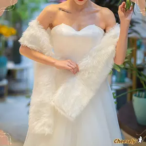 Khăn choàng lông thú giả CHEESELY mềm mại, giữ ấm tốt, phù hợp cho tiệc tối và đám cưới