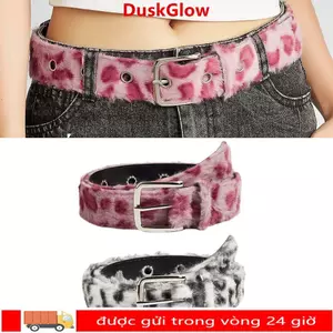 Thắt lưng nữ DUSKGLOW, Thắt lưng sang trọng có khóa chốt, Phụ kiện quần jean in họa tiết da báo có thể điều chỉnh thời trang