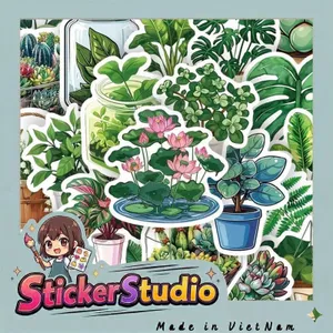 Set 100 Sticker Cây cảnh kiểng xinh đẹp Chống Nước Dán Laptop Vali Mũ Bảo Hiểm Sổ Tay