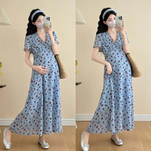Váy bà bầu mùa hè Plus Size Váy dáng rộng thông thường