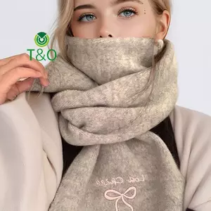 Khăn quàng cổ len thêu màu trơn, ấm áp và hợp thời trang dành cho nữ mùa đông mới