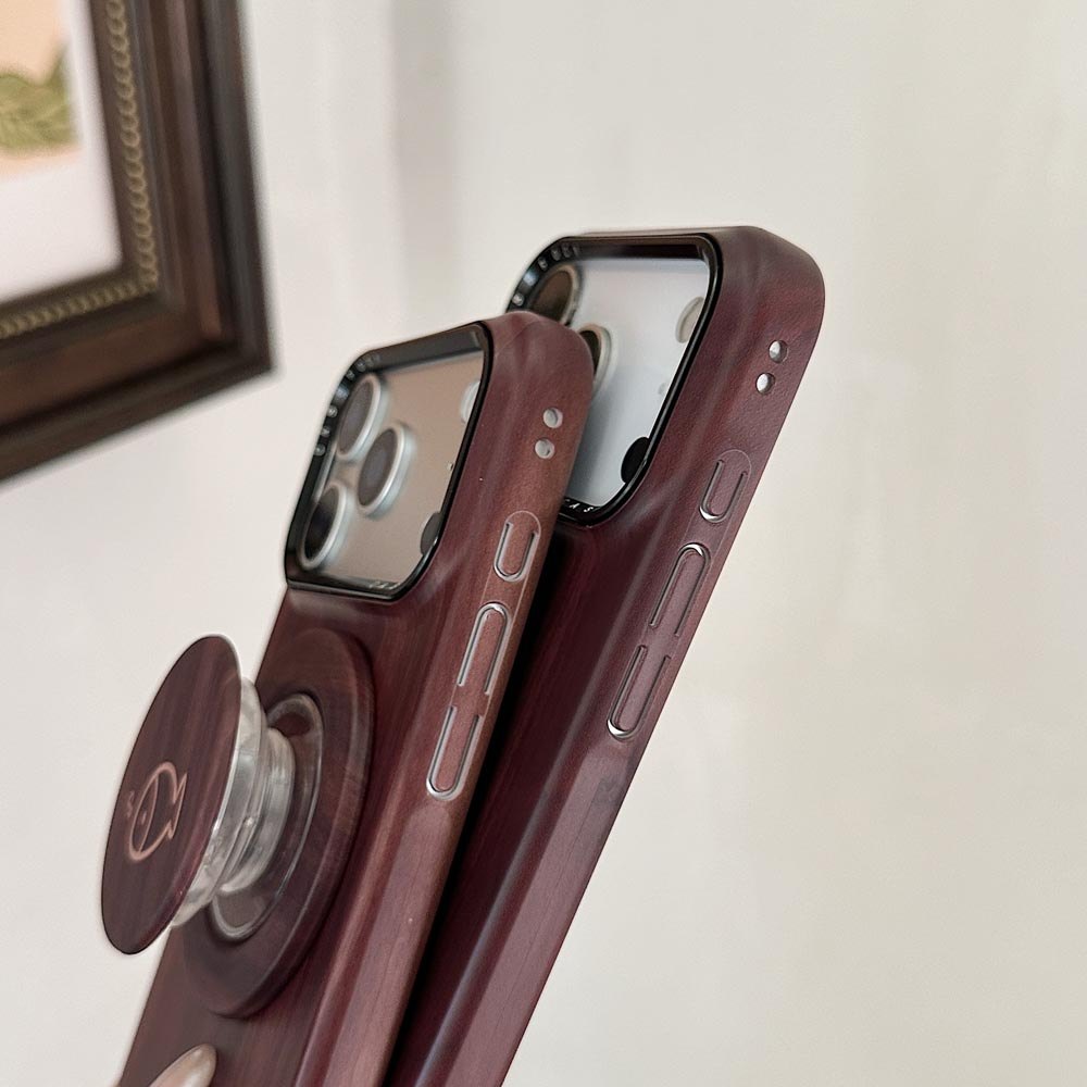 Ốp Lưng Cứng Tương Thích Với iPhone 13 14 14Pro 14ProMax 15 15Pro 15ProMax 16 16Pro 16ProMax 17 17Pro 17ProMax Ốp Nam Châm Họa Tiết Hạt Gỗ Đậm