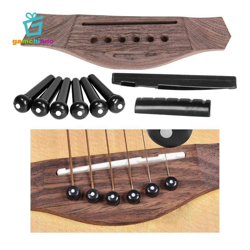 Cầu đàn guitar Acoustic dân gian có chân cầu đàn guitar Phụ tùng yên ngựa có rãnh cho đàn guitar 6 dây, dễ lắp đặt