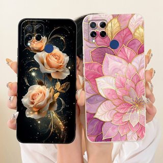 Ốp Lưng Cho Realme C15 Bao Da Thời Trang Sơn Hoa Cúc Vỏ Điện Thoại Silicon Mềm Chống Sốc Funda Cho RealmeC15 C 15 RMX2180 Ốp Lưng