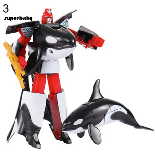 (Superbaby) Đồ chơi Cá heo / Hình cá mập Robot nhựa giáo dục Đồ chơi mô hình cá voi cho trẻ em