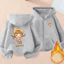 Trẻ em Hoạt Hình Mùa Đông Zip Áo Lông Cừu Lót Dễ Thương Cô Gái Có Mũ Ấm Áp Áo Khoác Mặc Thường Ngày