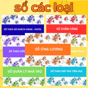 Sổ ghi chép, chấm công, ứng lương, theo dõi spa, khách sạn-Hotel, nhà trọ khổ A4 keo gáy 100 trang,200trang