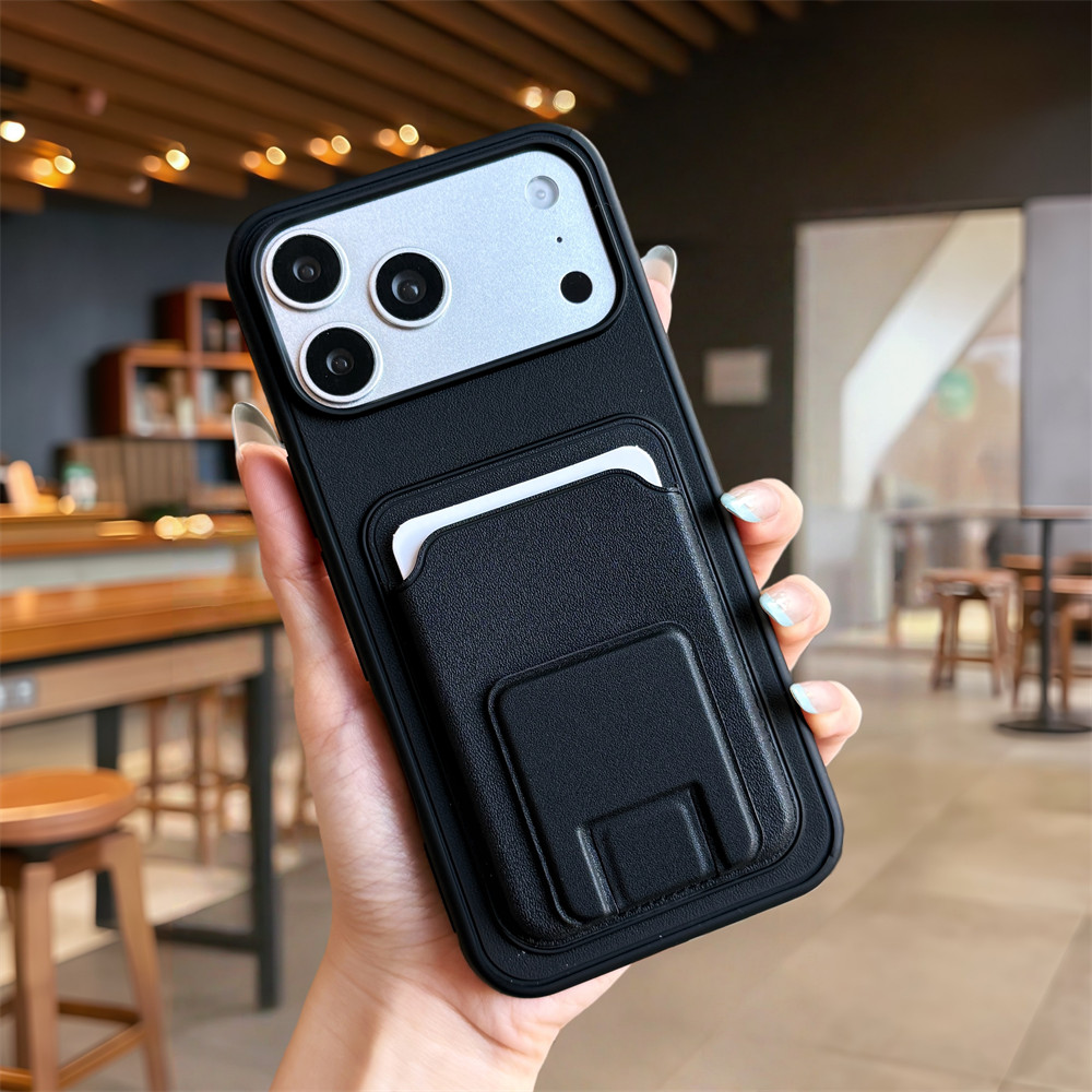 Ốp điện thoại đựng thẻ vuông đơn giản cho iPhone 17 Pro Max 13 14 15 16 pro max Bảo vệ ống kính chống rơi Vỏ cứng bảo vệ điện thoại