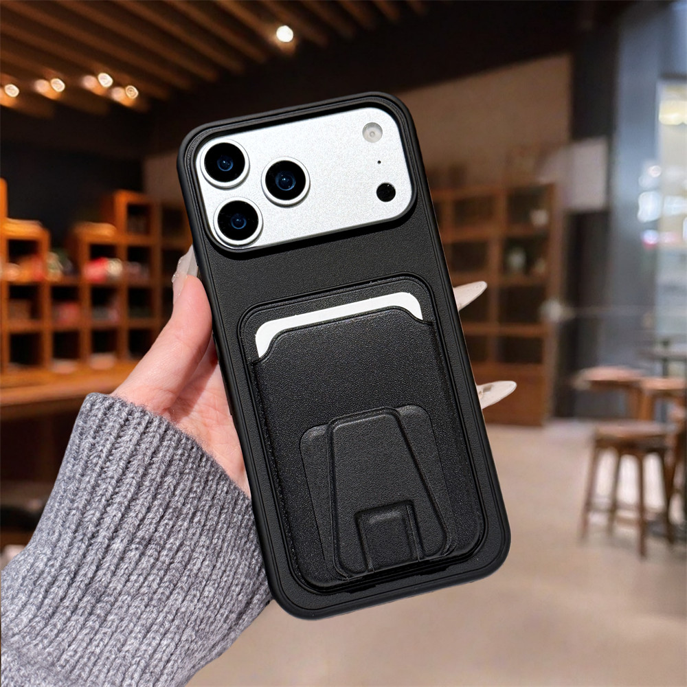 Ốp điện thoại đựng thẻ hình thang đơn giản cho iPhone 17 Pro Max 13 14 15 16 pro max Bảo vệ ống kính chống rơi Vỏ cứng bảo vệ điện thoại