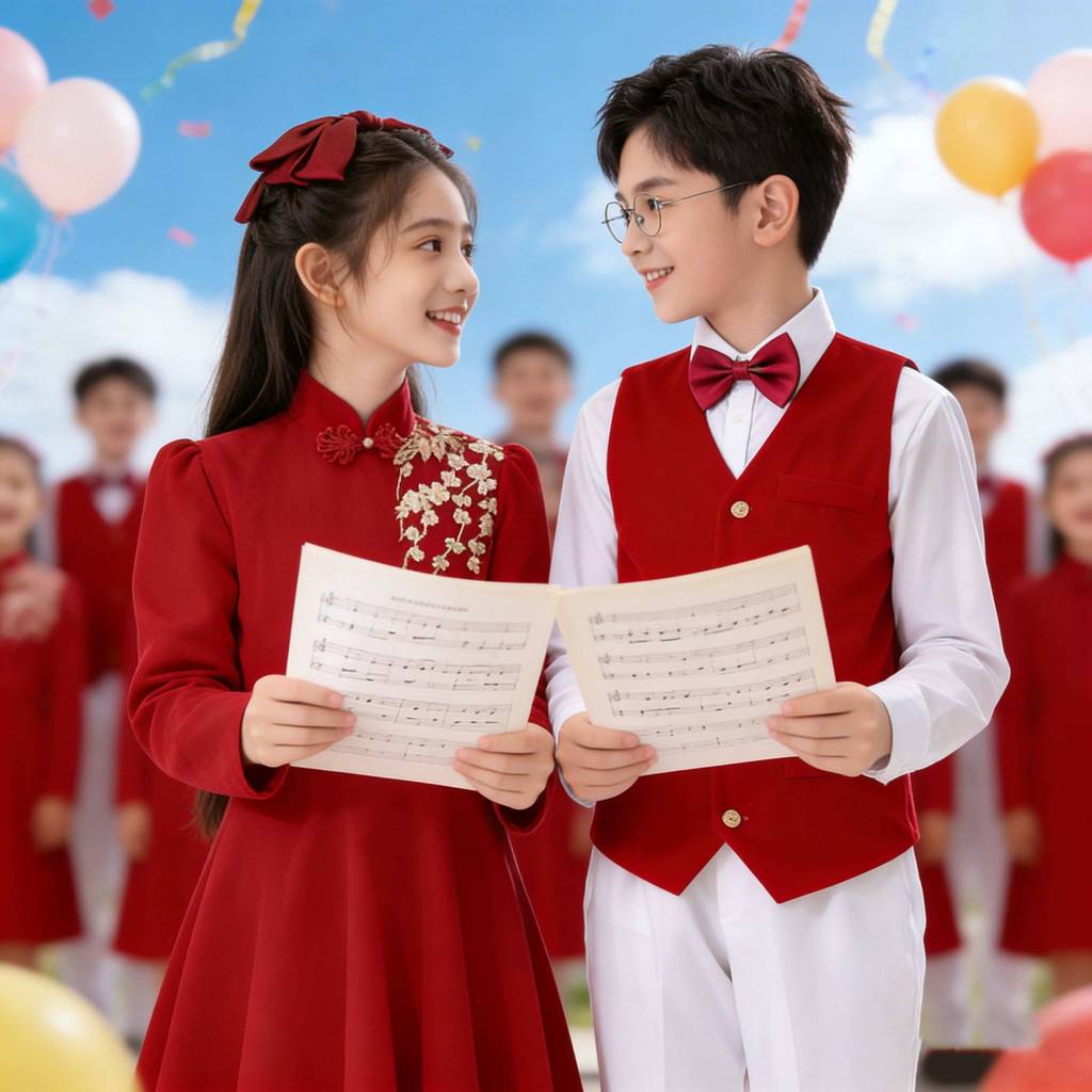 Trẻ Em Trình Diễn Trang Phục Hợp Âm Đỏ Yêu Nước Thơ Hồi Tưởng Học Sinh Tiểu Học Hiệu Suất Nhóm Bài Giảng Hát Tổ Quốc Đầm