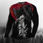 Áo thun nam dài tay họa tiết Samurai cổ điển, cổ tim, thời trang mùa hè