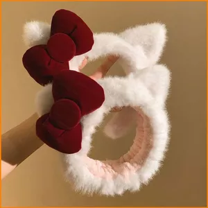 YT4 Băng Đô Tai Mèo Trắng Sang Trọng, Thích Hợp Cho Mặt Nạ và Mũ Đội Đầu