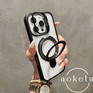 Ốp điện thoại trong suốt từ tính hỗ trợ kép phù hợp với giá đỡ ống kính kim loại iPhone15 16 Pro Max với gói đầy đủ vỏ cứng silicon chống rơi