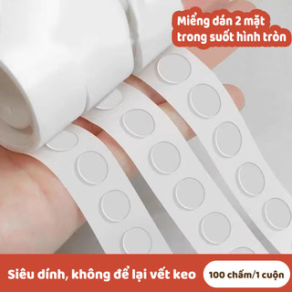 Băng keo chấm tròn​ chắc chắn​ với khả năng kết dính siêu dính​ từ 2 mặt, sau khi dán và gỡ hoàn toàn không để lại vết