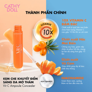Kem Che Khuyết Điểm Cathy Doll Sáng Da Mờ Thâm, Không Tạo Rãnh Nhăn Vit C Ampoule Concealer 4.1 g