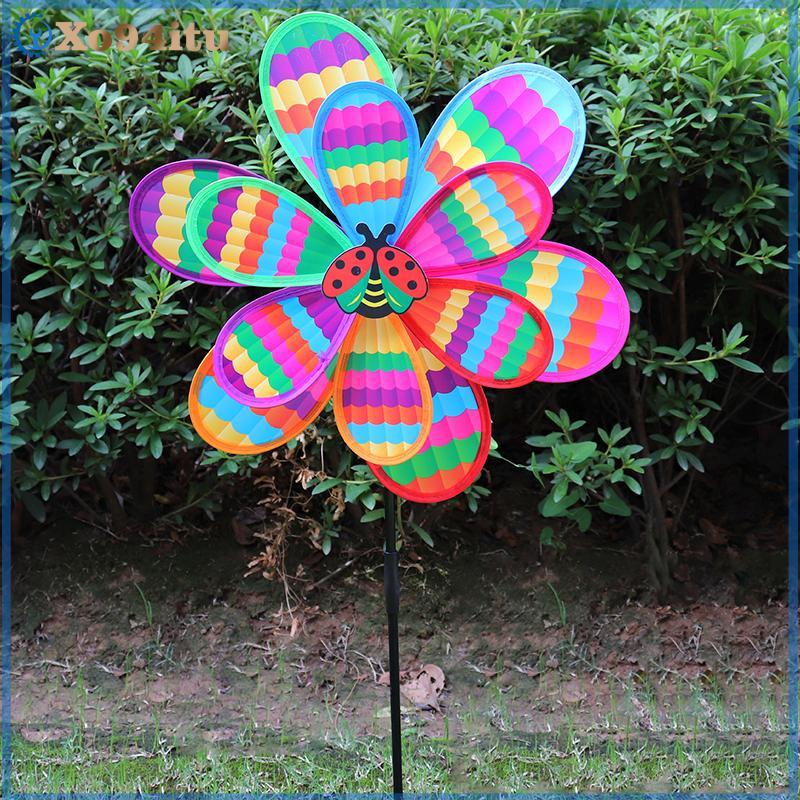 XOITU 1 Chiếc Ngoài Trời Hai Lớp Cối Xay Gió Màu Đồ Chơi Trẻ Em Nhiều Màu Sắc Gió Spinner Nhà Trang Trí Sân Vườn Công Viên Cảnh Quan Trang Trí VN