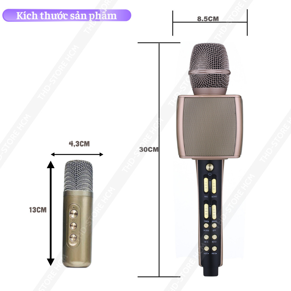 Micro karaoke không dây YS98 Bluetooth kèm mic phụ song ca, âm thanh to rõ, livestream cực hay 2026