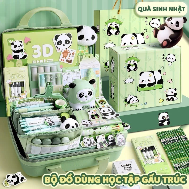 Đồ Dùng Học Tập Sáng Tạo - Bộ Văn Phòng Phẩm Ngộ Nghĩnh Hình Gấu Trúc, Món Quà Tuyệt Vời Cho Ngày Quốc Tế Thiếu Nhi 1/6