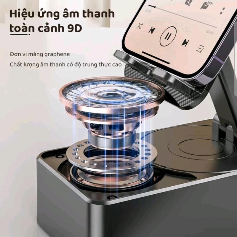 Loa Bluetooth Đa Năng Tiện Lợi 3 in1, Giá Đỡ Điện Thoại 3 Trong 1, Tích Hợp Sạc Dự Phòng
