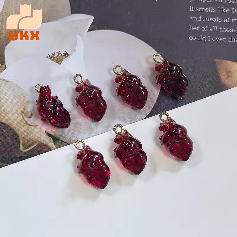 Bộ 10 Chiếc Trang Sức Halloween: Bông Tai, Mặt Dây Chuyền và Vòng Tay Hình Trái Tim Đỏ Plastик
