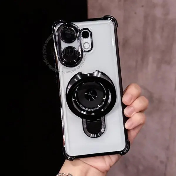 Ốp điện thoại, dành cho Vivo V70 và V60, V60 Lite, hộp gel trong suốt, có giá đỡ điện thoại từ tính, nắp ống kính máy ảnh, đệm khí dày, phong cách kinh doanh tối giản, cove điện thoại