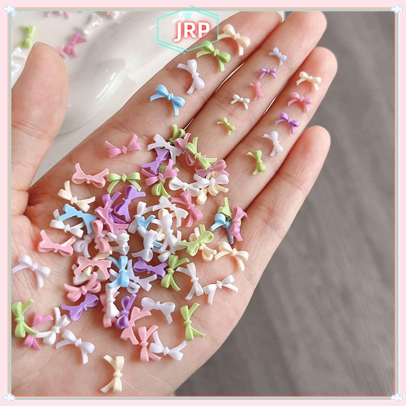 JRP 50 chiếc nơ nhựa mini nhiều màu, ruy băng trang trí móng tay DIY mùa hè, phụ kiện làm móng nghệ thuật