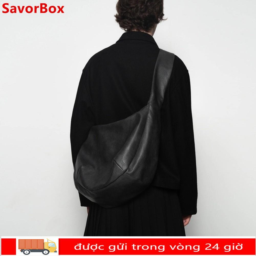 Túi đeo chéo nam SAVORBOX​​, Túi đeo vai dung tích lớn phong cách cổ điển, Chất lượng cao​​ Túi Messenger xếp ly bằng da PU thông thường dành cho nam và nữ