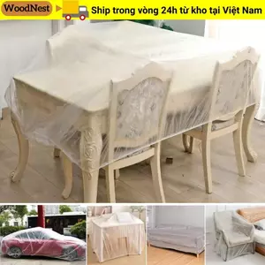 Vỏ bụi dùng một lần WOODNEST, Vỏ bụi nội thất dây rút trong suốt, Kích thước lớn đàn hồi Tất cả các màng bụi nhựa được bọc Cải tạo nhà