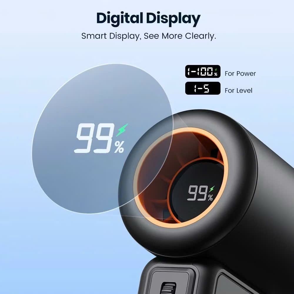 [Chính Hãng] Quạt Cầm Tay Mini Warmco Turbo Pin 3600/5000mAh - 100 Tốc Độ Gió, Động Cơ 15.000 Vòng/Phút, Màn Hình LED