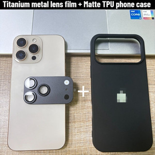 [Che Đèn Flash] Phim Bảo Vệ Camera Kim Loại Titan + Vỏ Điện Thoại TPU Mờ Thích Hợp Cho IPhone 14 15 Pro Max Đổi Thành 17 Pro Max