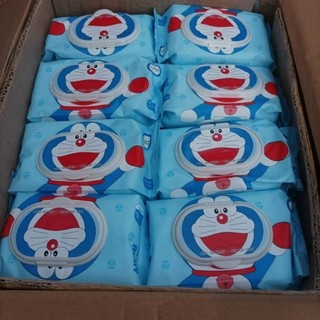 [Thùng 32 Gói] Khăn Giấy Ướt Doraemon Phú Đạt 120 tờ, Không Mùi, An Toàn Cho Da