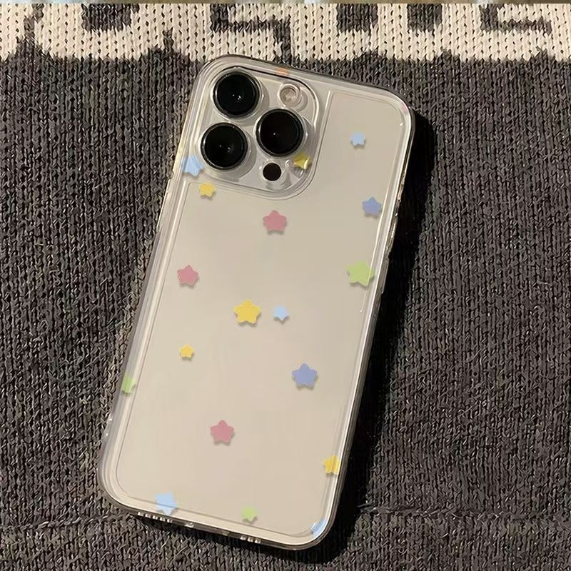 Đơn Giản Kẹo Màu Ngôi Sao Điện Thoại Trường Hợp Cho iPhone 17 16 15 14 13 12 11 Pro Max X XR XS Max 7 8 Plus SE2020