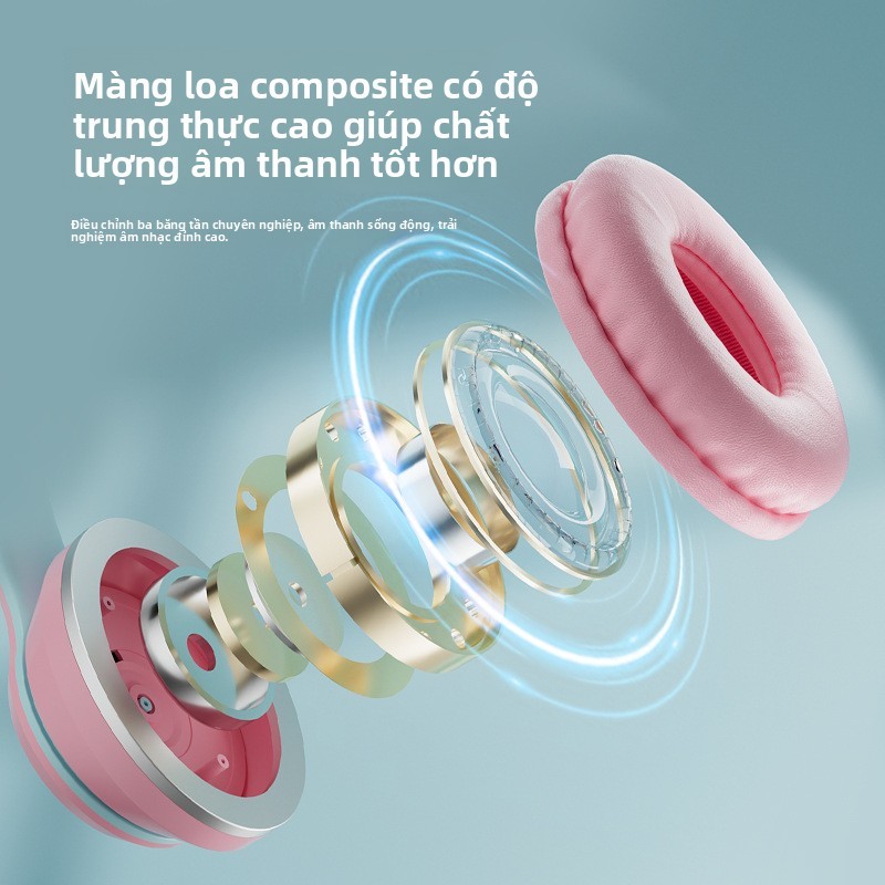 Tai nghe Bluetooth tai mèo, có đèn LED, chip Bluetooth 5.1, có thể gập lại, dùng cho chơi game, học tập và trực tuyến.