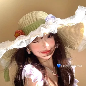 Mũ Rơm Nữ Ren Vành Lớn, Phù Hợp Đi Biển Mùa Hè