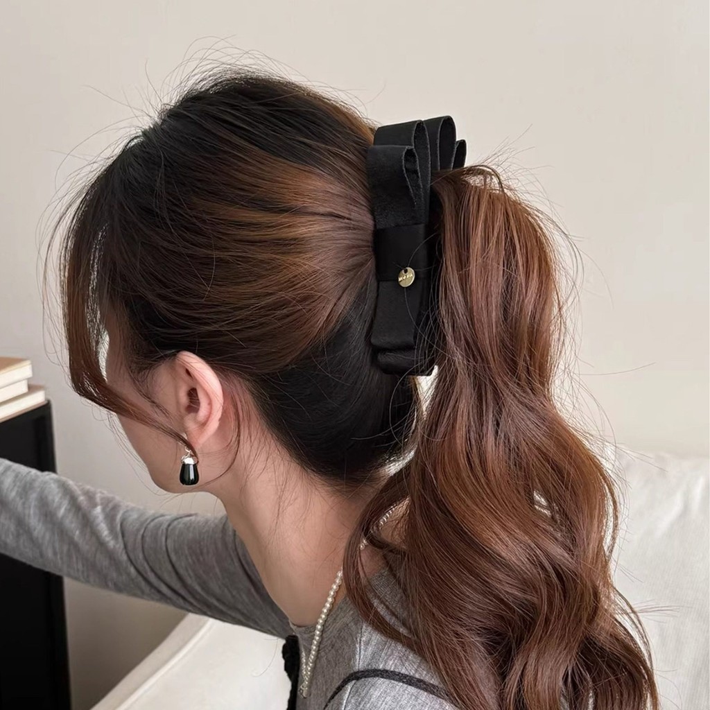Kẹp chuối nơ đen thời trang dành cho nữ