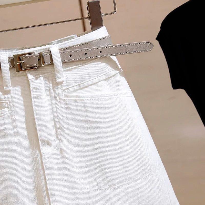 Váy Denim Trắng Chữ A Mùa Hè, Thiết Kế Mỏng Nhẹ