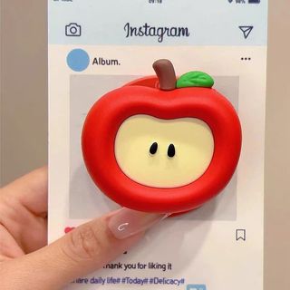 INS Trái Cây Mùa Hè 3D Silicon Từ Tính Có Thể Thu Vào Điện Thoại Cầm Chân Đế Dễ Thương Chuối Nho Bánh Mì Táo Bánh Mì Bánh Donut Durian Sushi